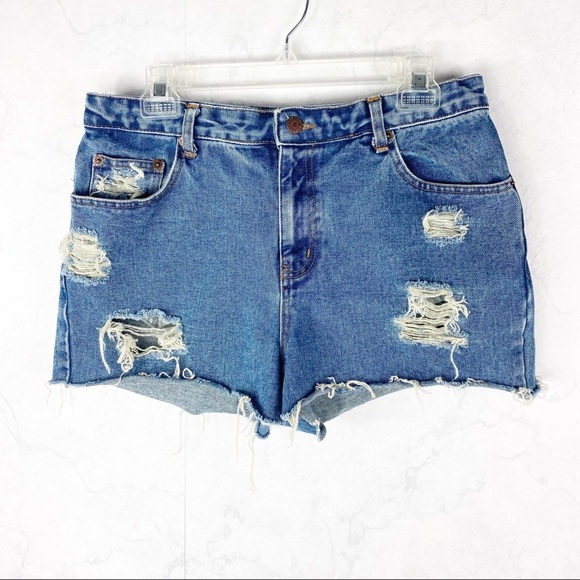 [Bill Blass] Distressed Denim Jean Shorts